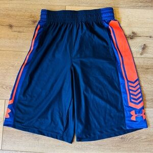 NWT Under Armour Loose Fit Blue and Orange Basketball Shorts - Men’s Small